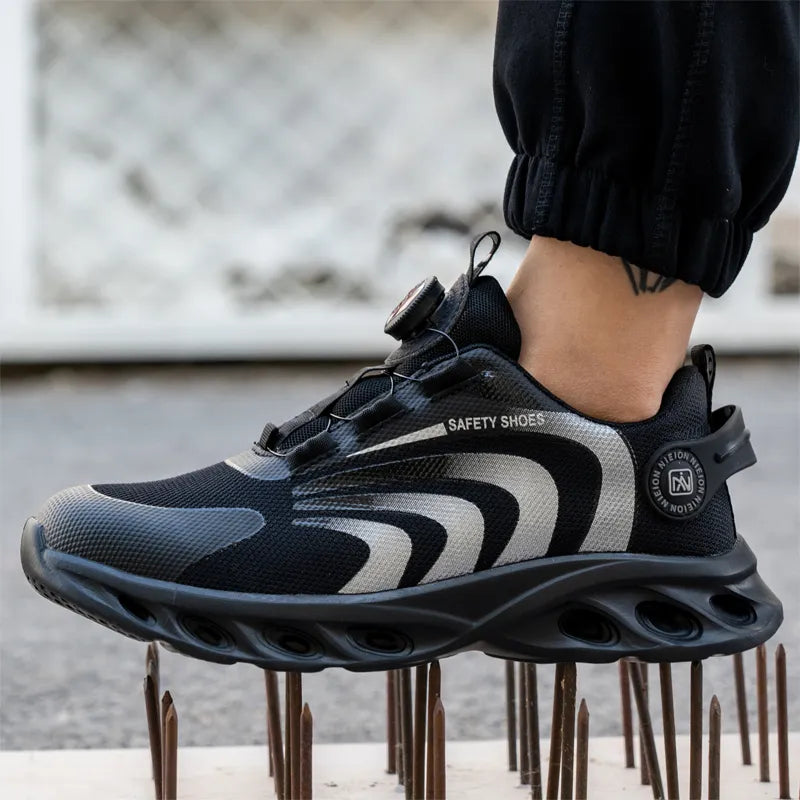 Rotary Buckle Lightweight Steel Toe Safety Shoes